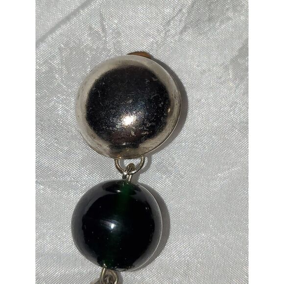 A Pair of Vintage Cobalt Blue Glass Dangle Drop Clip On Earrings Boho - Picture 4 of 12